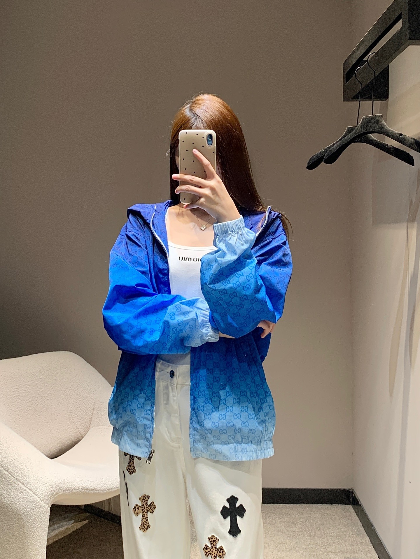 Gucci Couple Basic Clothing White Hooded S-m-xl