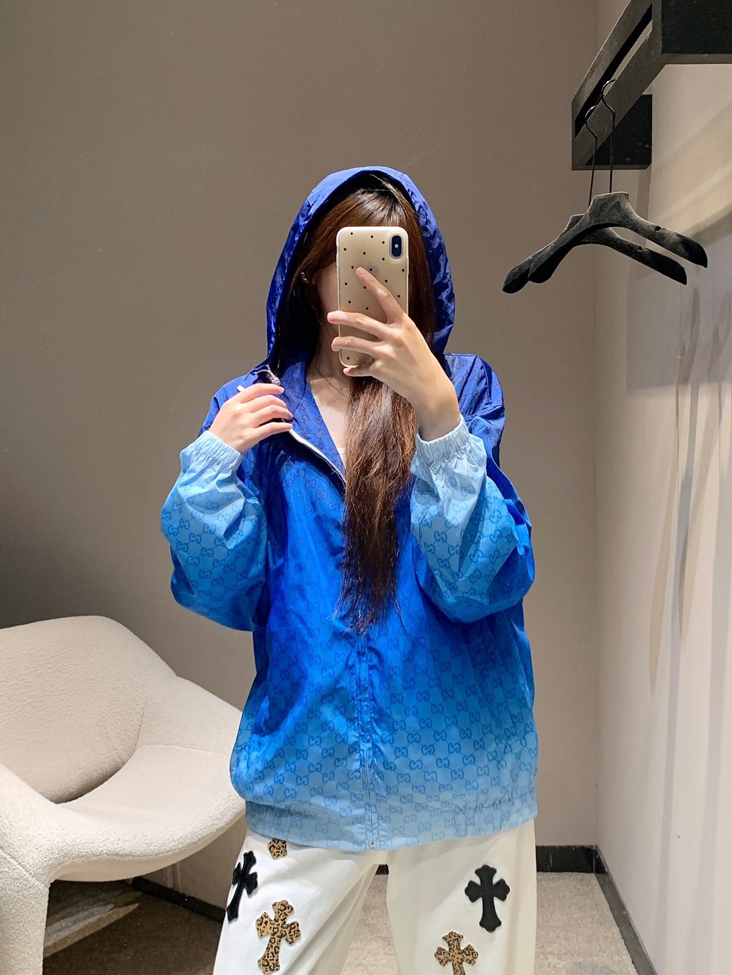 Gucci Couple Basic Clothing White Hooded S-m-xl