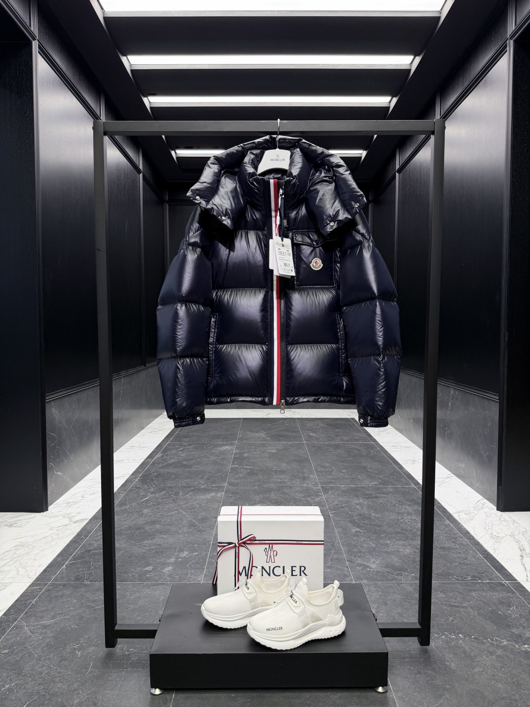 Moncler Male Down Jacket Blue Hooded S-m-l