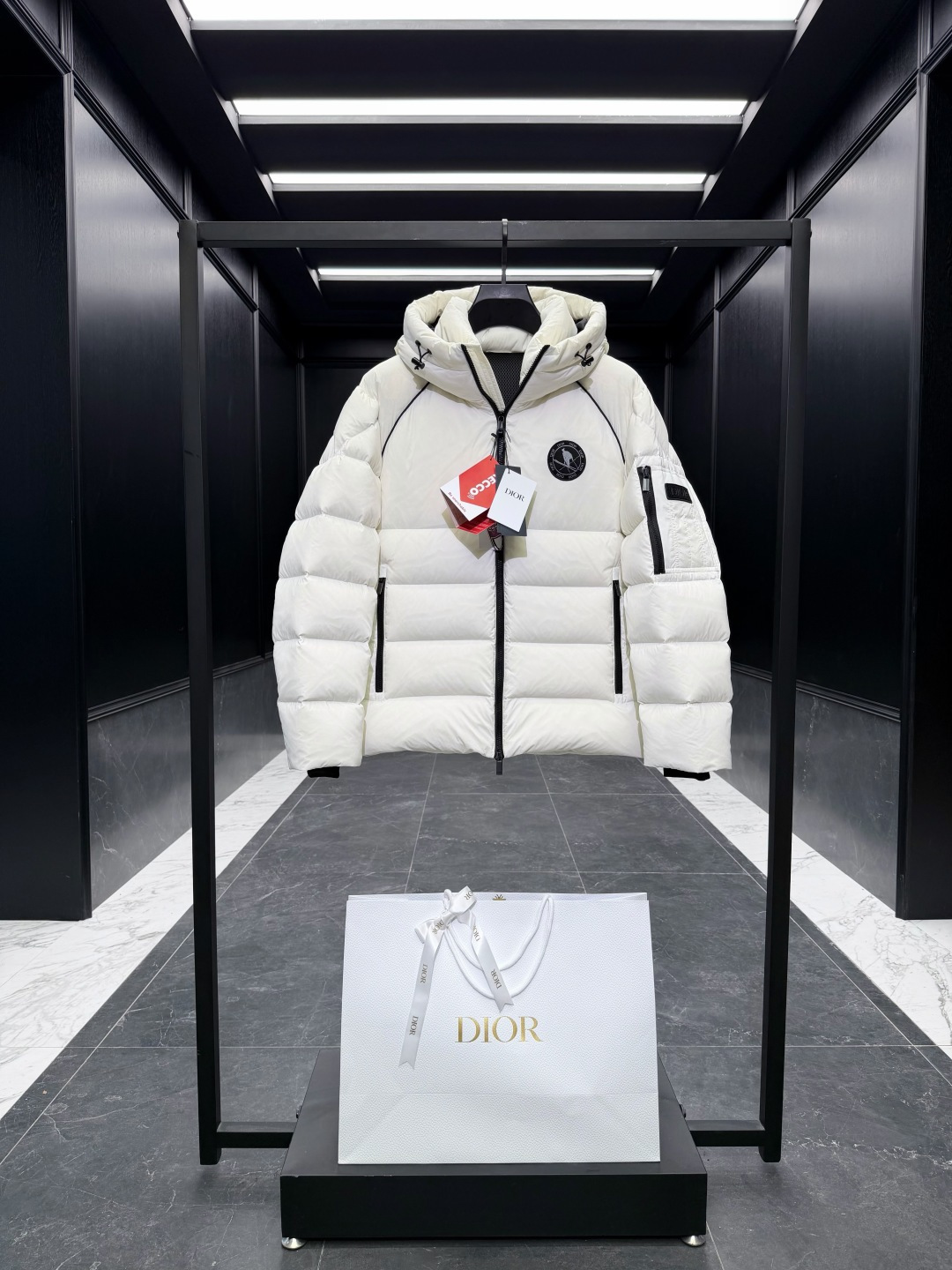 Dior Down Jacket Goose Down Black Hooded S-m-l