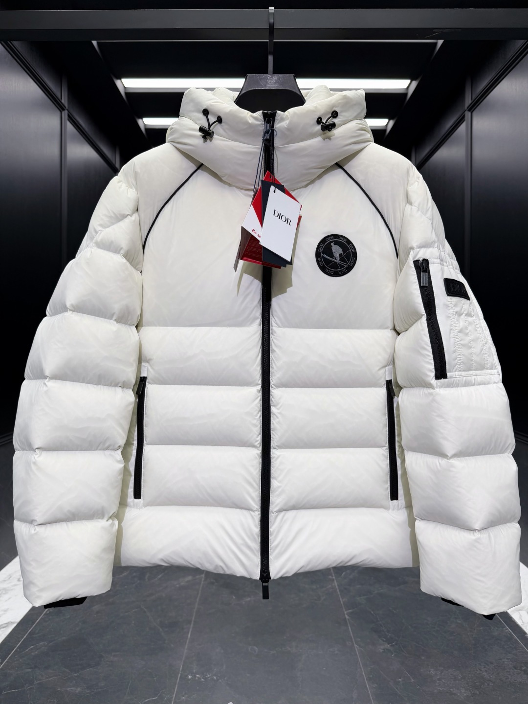 Dior Down Jacket Goose Down Black Hooded S-m-l