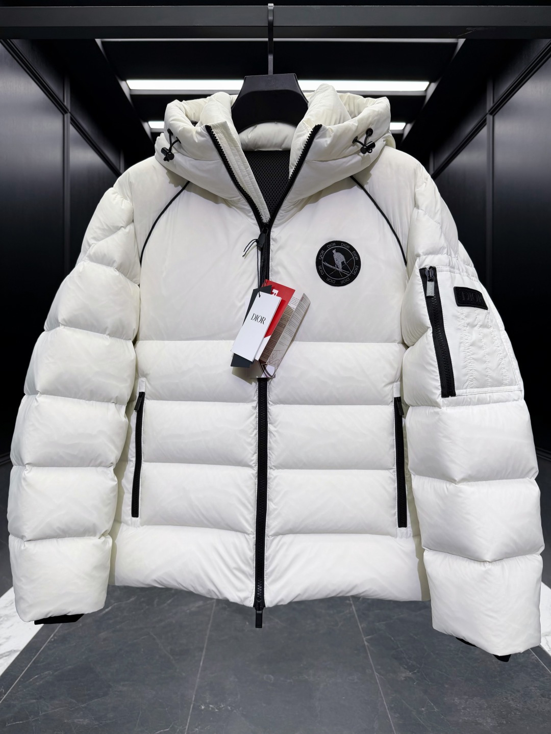 Dior Down Jacket Goose Down Black Hooded S-m-l