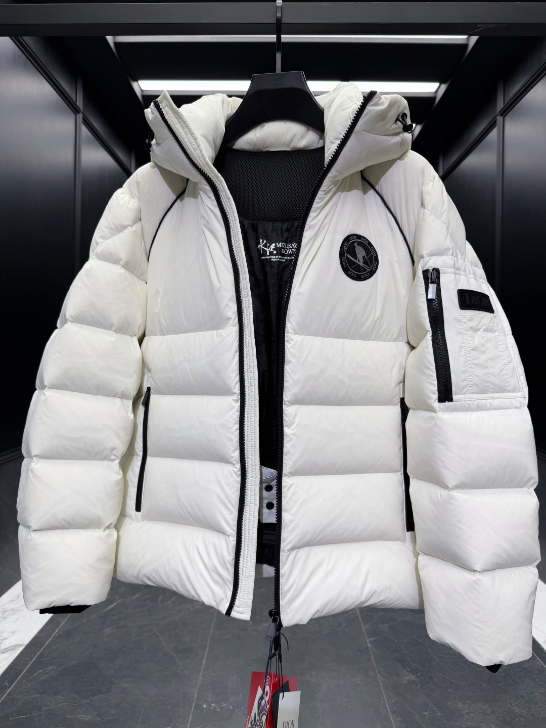 Dior Down Jacket Goose Down Black Hooded S-m-l