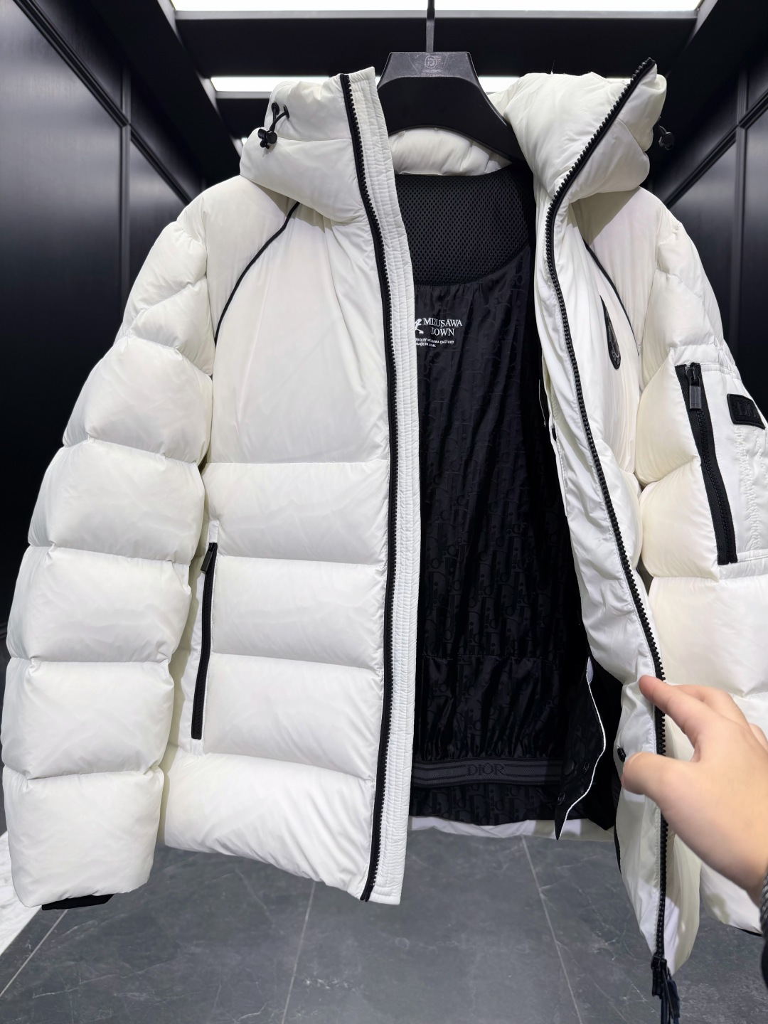 Dior Down Jacket Goose Down Black Hooded S-m-l