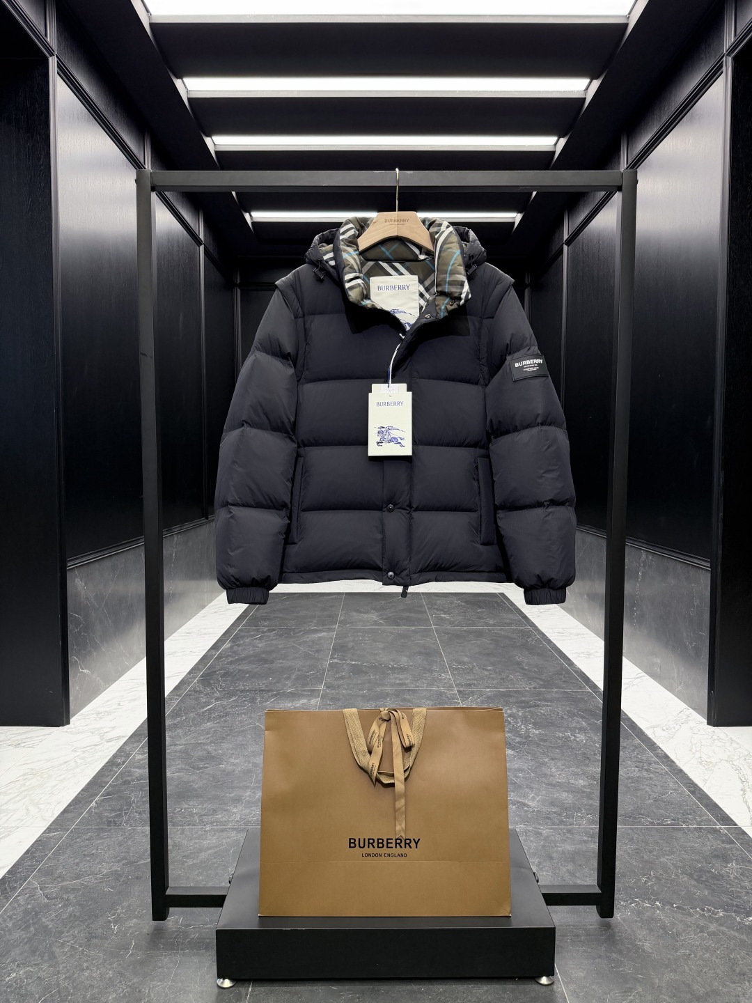 Burberry Couple Vest Wool Black Hooded S-m-l-xl