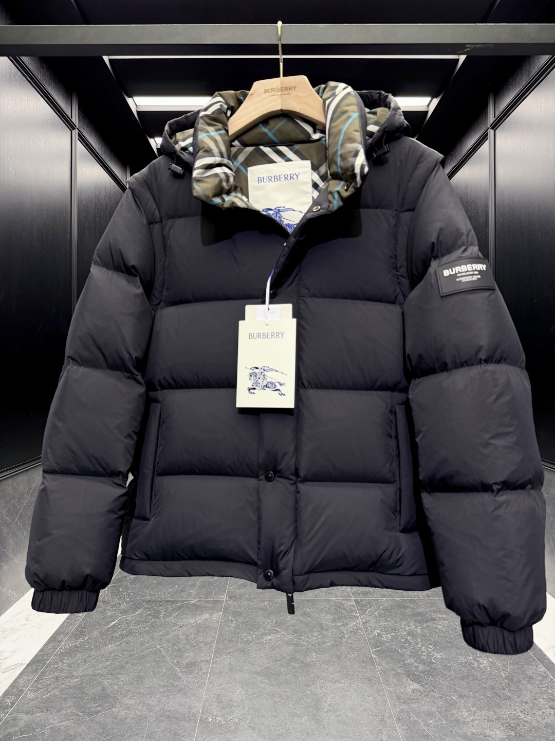 Burberry Couple Vest Wool Black Hooded S-m-l-xl