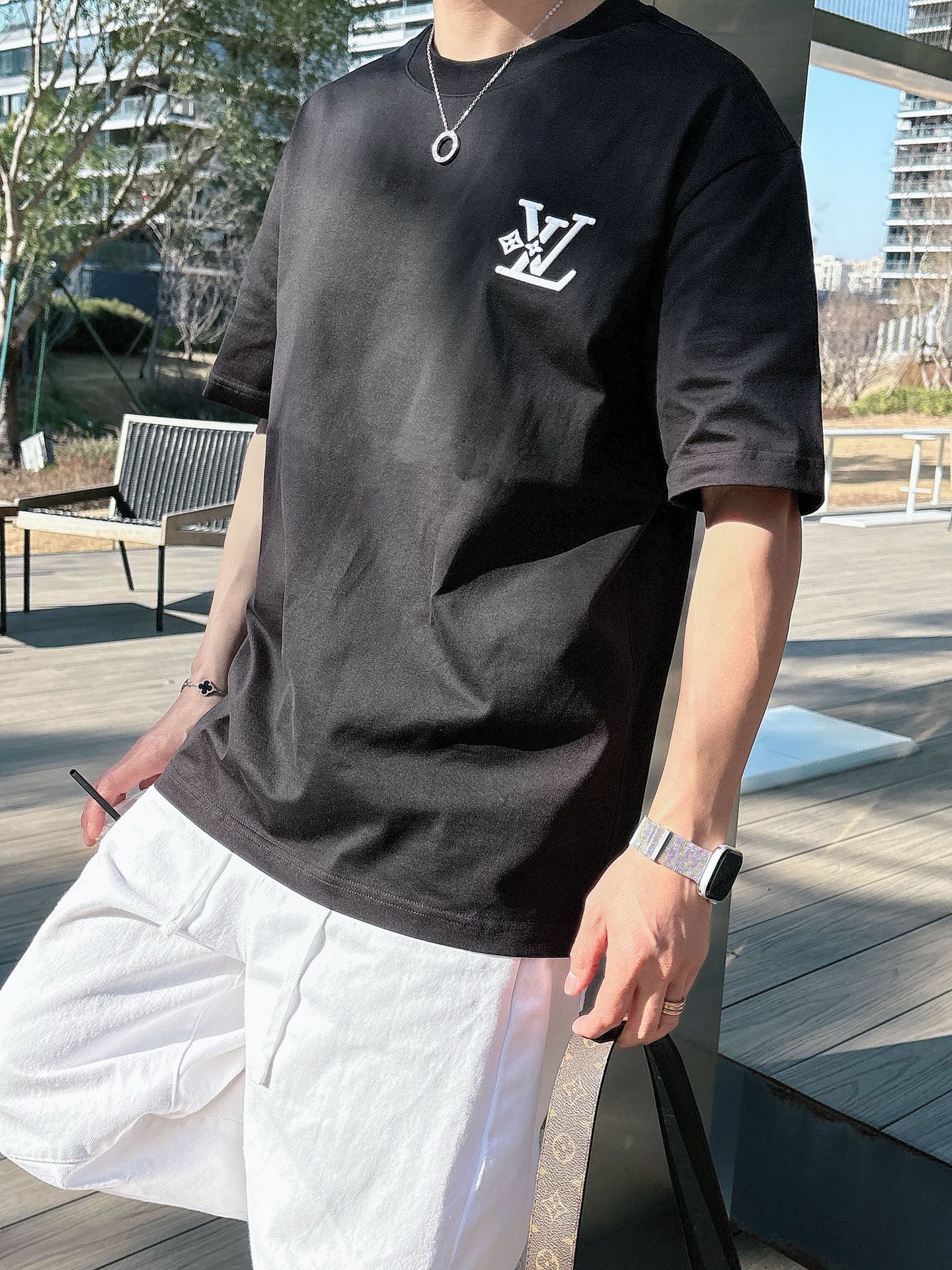 Louis Vuitton Basic Clothing Cotton Black M-l-xl