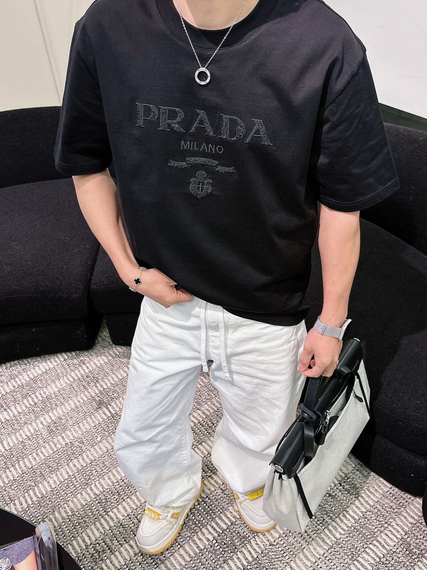 Prada Basic Clothing Cotton Black M-l-xl
