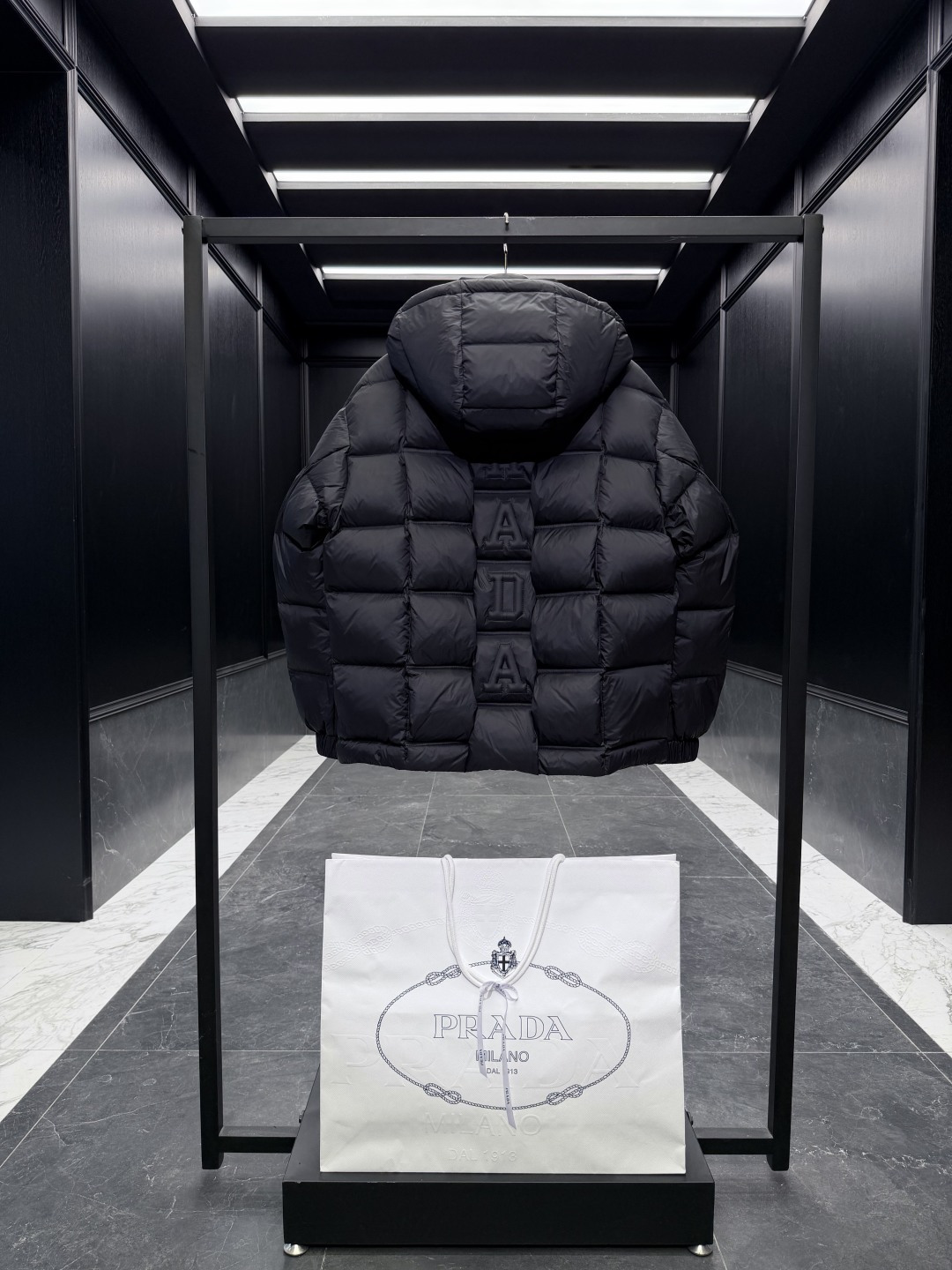 Prada Male Down Jacket Goose Down Black Hooded S-l
