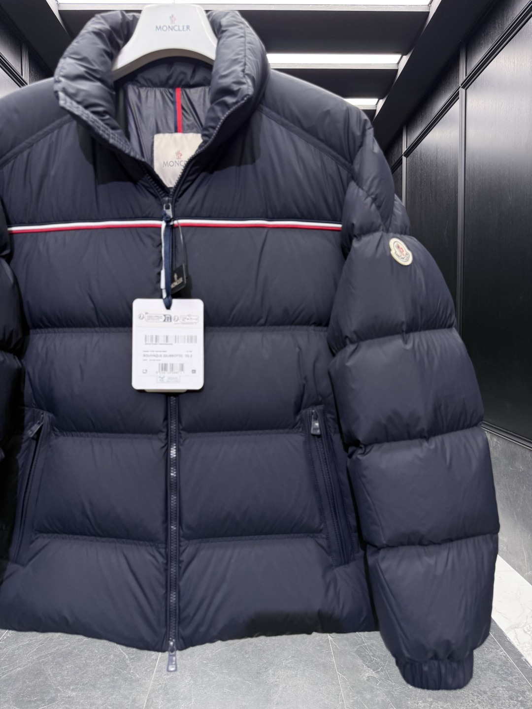 Moncler Male Down Jacket Goose Down Black Striped S-m-l