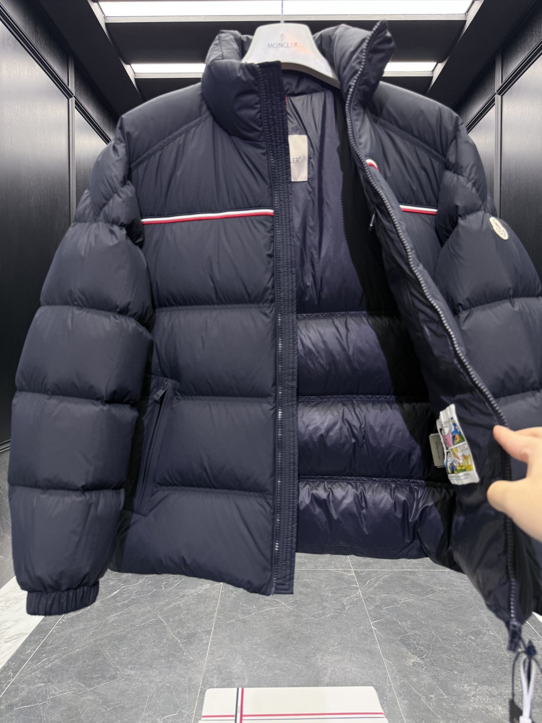 Moncler Male Down Jacket Goose Down Black Striped S-m-l