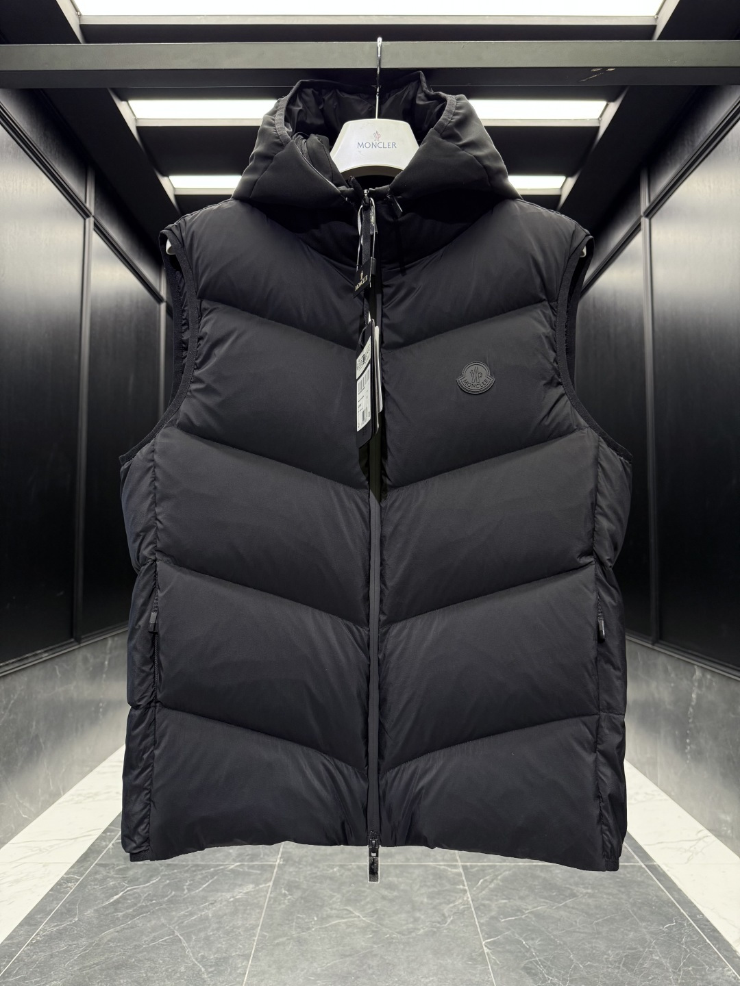 Moncler Male Down Vest Goose Down Black Hooded S-m-l