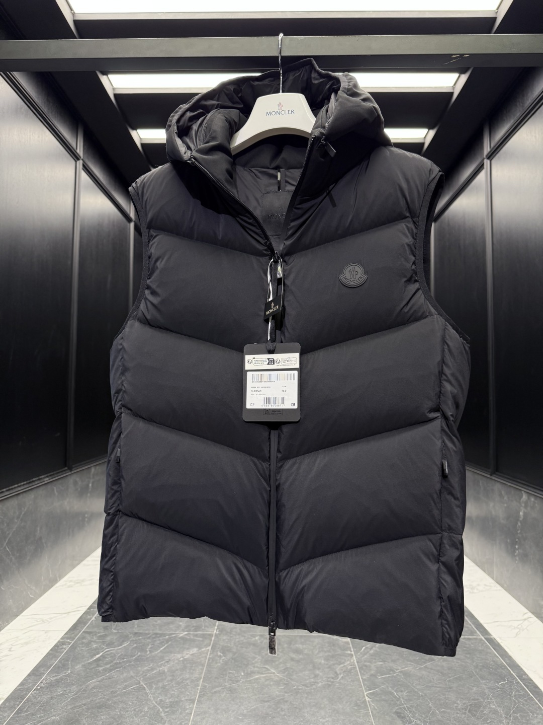 Moncler Male Down Vest Goose Down Black Hooded S-m-l