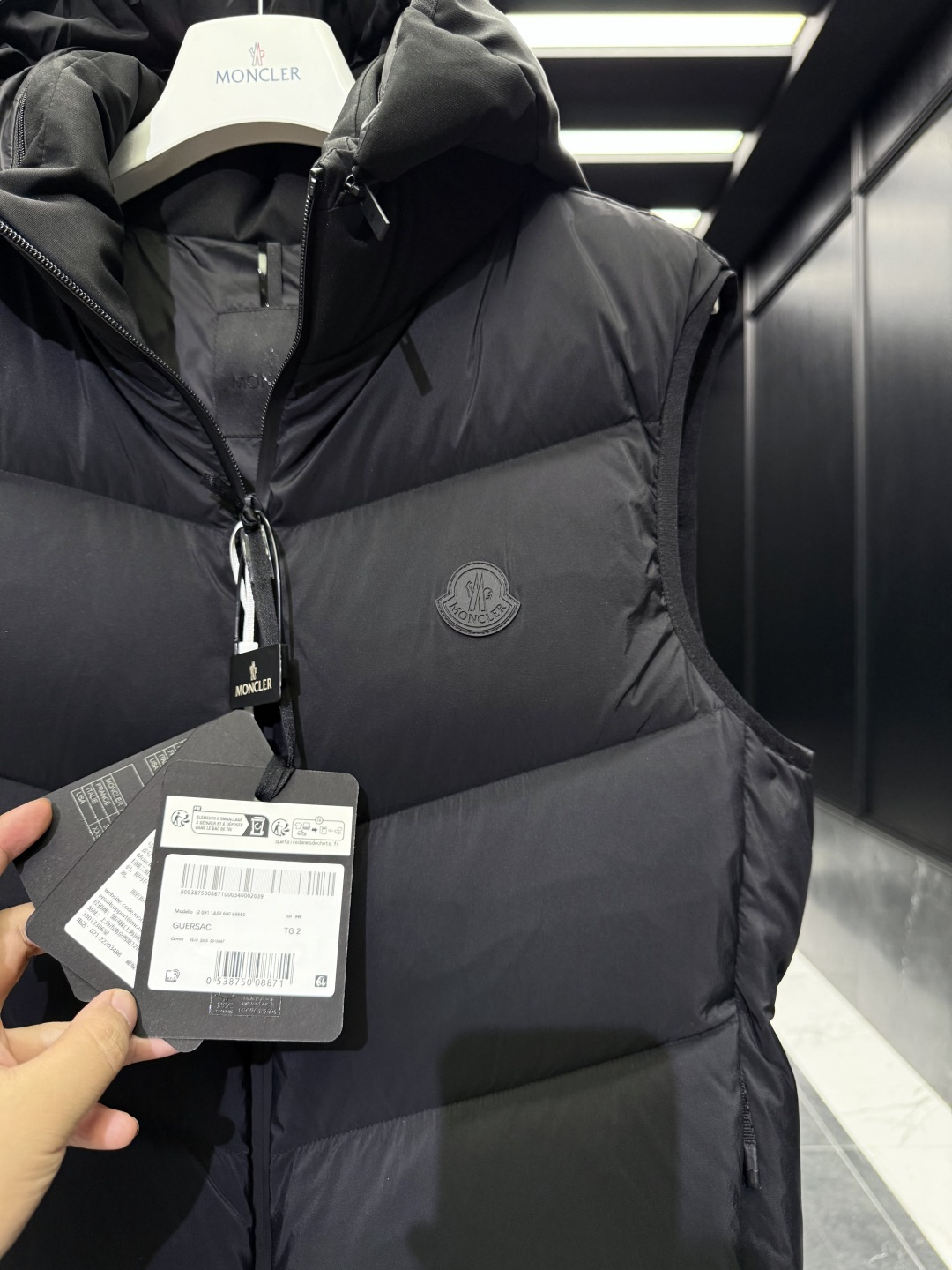 Moncler Male Down Vest Goose Down Black Hooded S-m-l