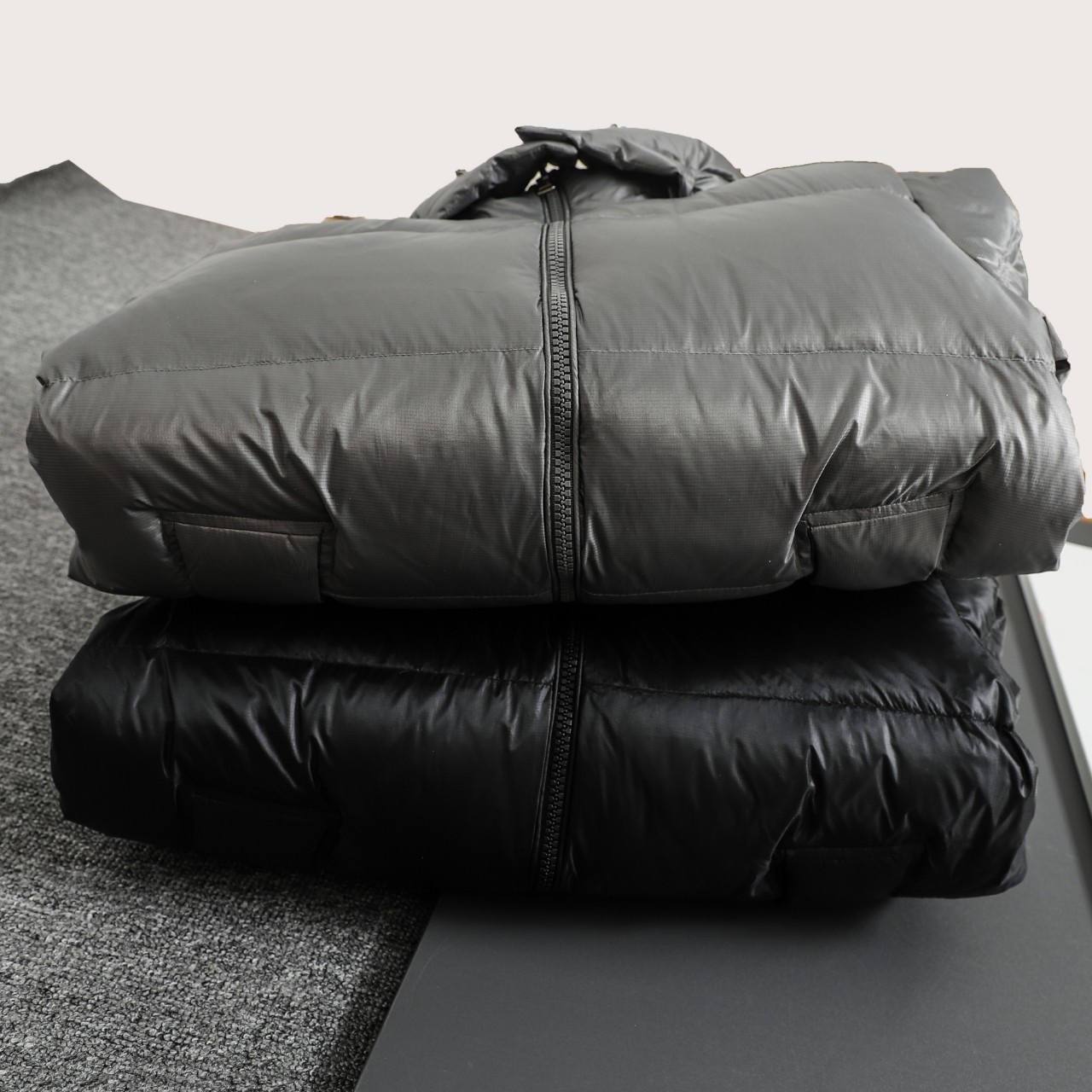 Moncler Male Basic Clothing White Duck Down Black Hooded M-l-xl