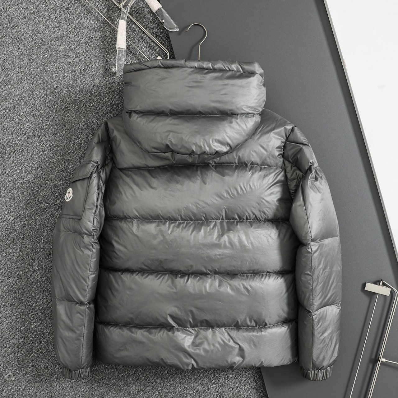 Moncler Male Basic Clothing White Duck Down Black Hooded M-l-xl