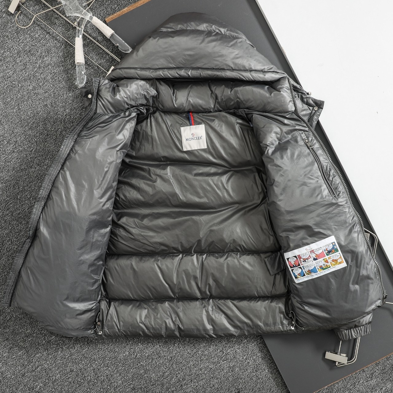 Moncler Male Basic Clothing White Duck Down Black Hooded M-l-xl