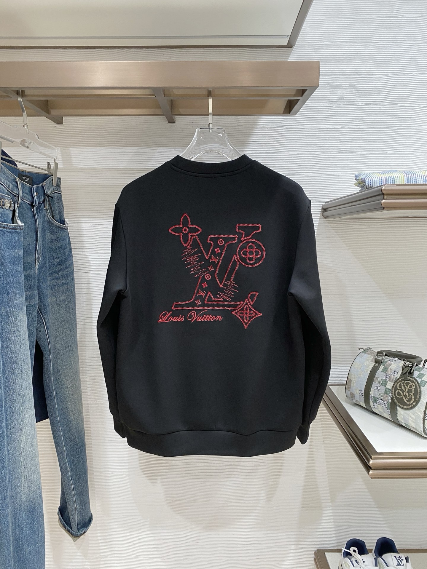 Louis Vuitton Hoodie Wool Black Slim Fit M-l-xl