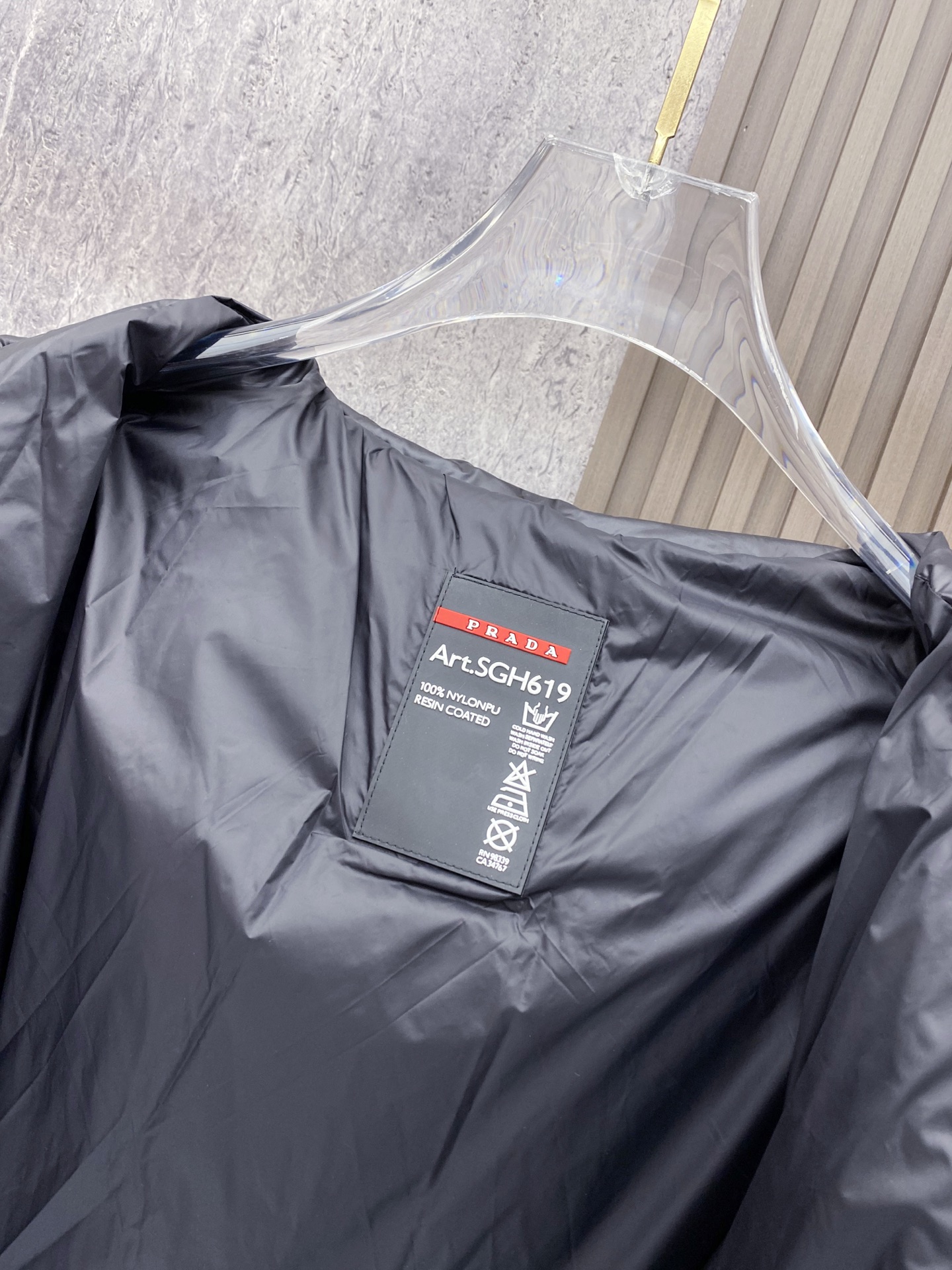 Prada Down Jacket White Duck Down Black Hooded 54-48-56-50-52