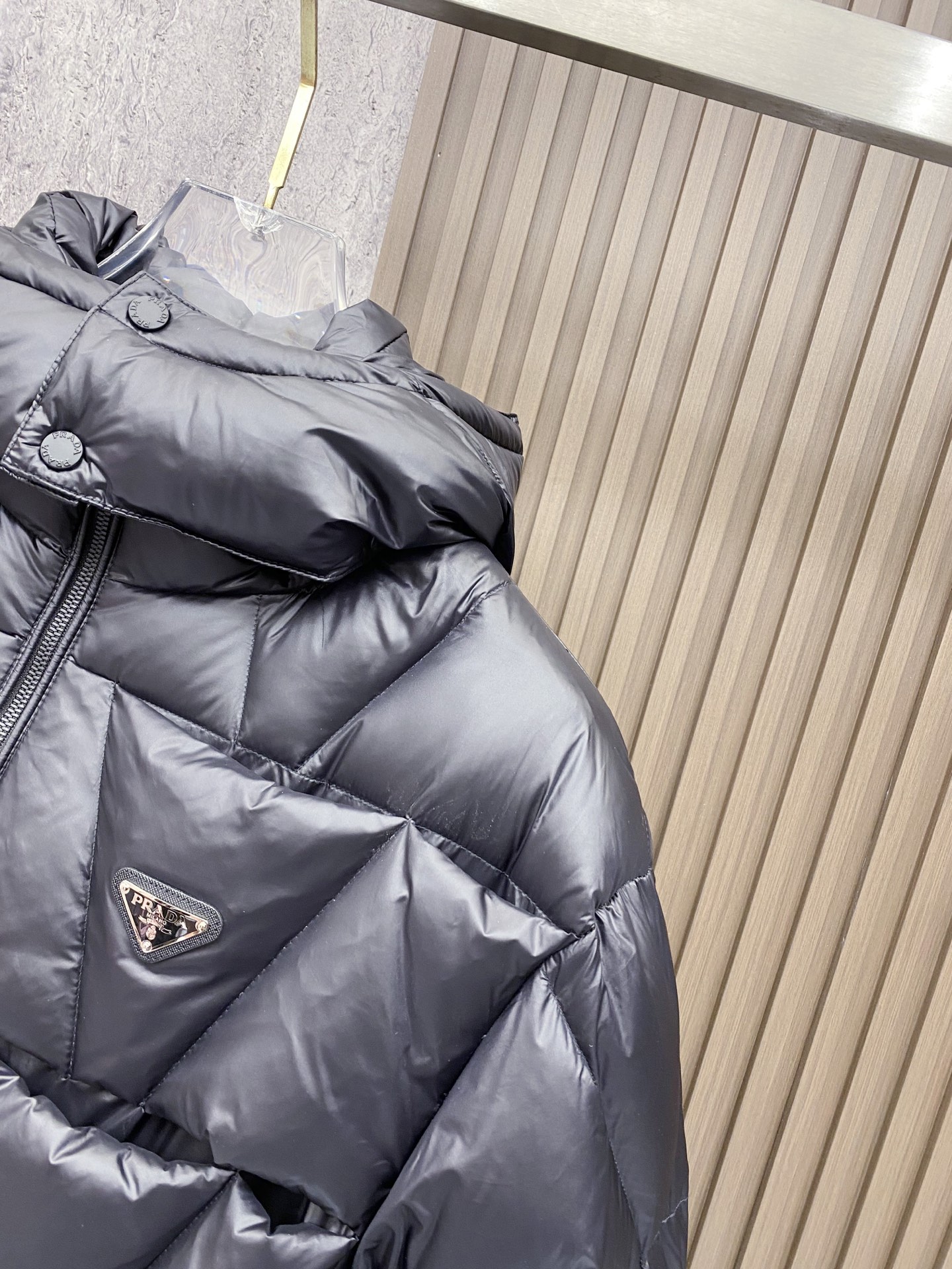 Prada Down Jacket White Duck Down Black Hooded 54-48-56-50-52