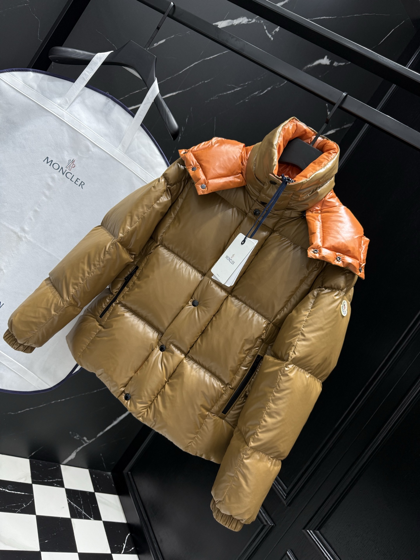 Moncler Male Down Jacket Black Hooded M-l