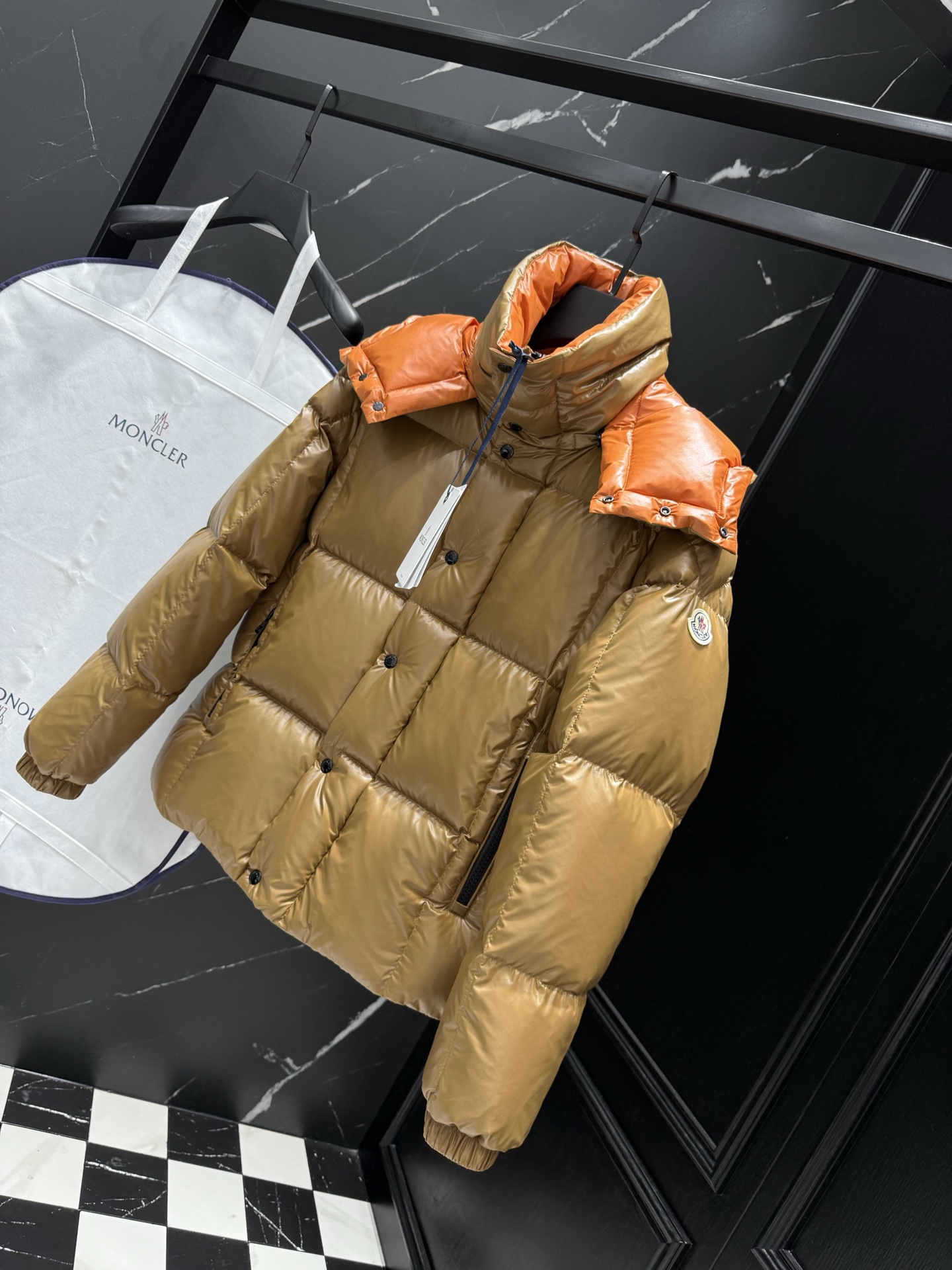 Moncler Male Down Jacket Black Hooded M-l