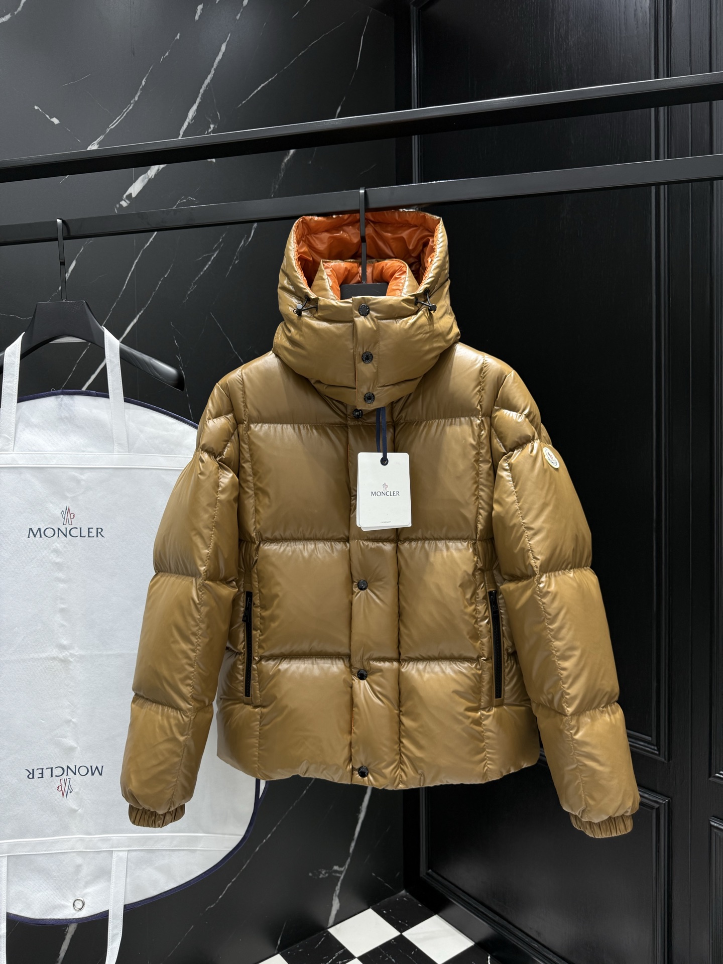 Moncler Male Down Jacket Black Hooded M-l