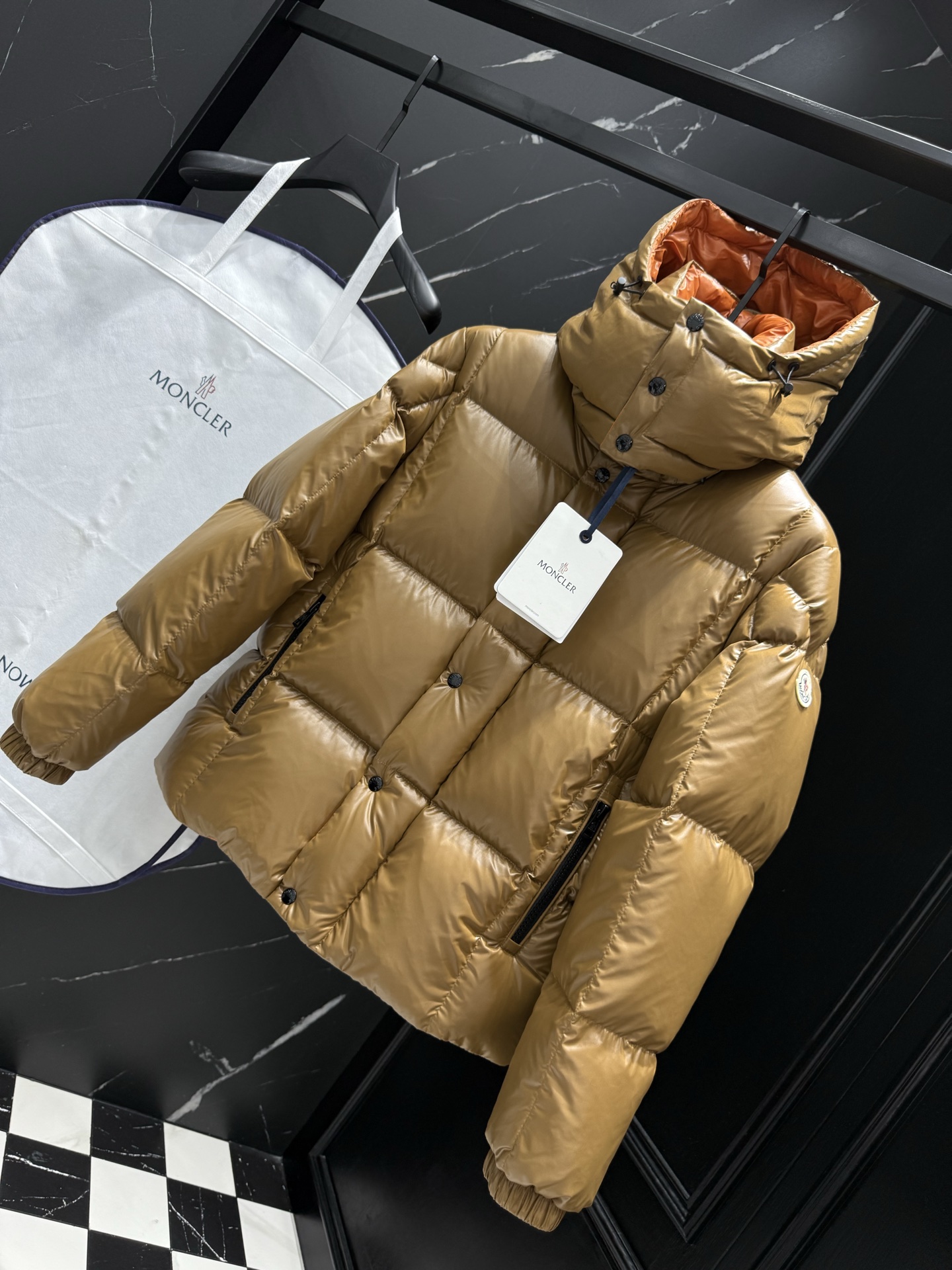 Moncler Male Down Jacket Black Hooded M-l