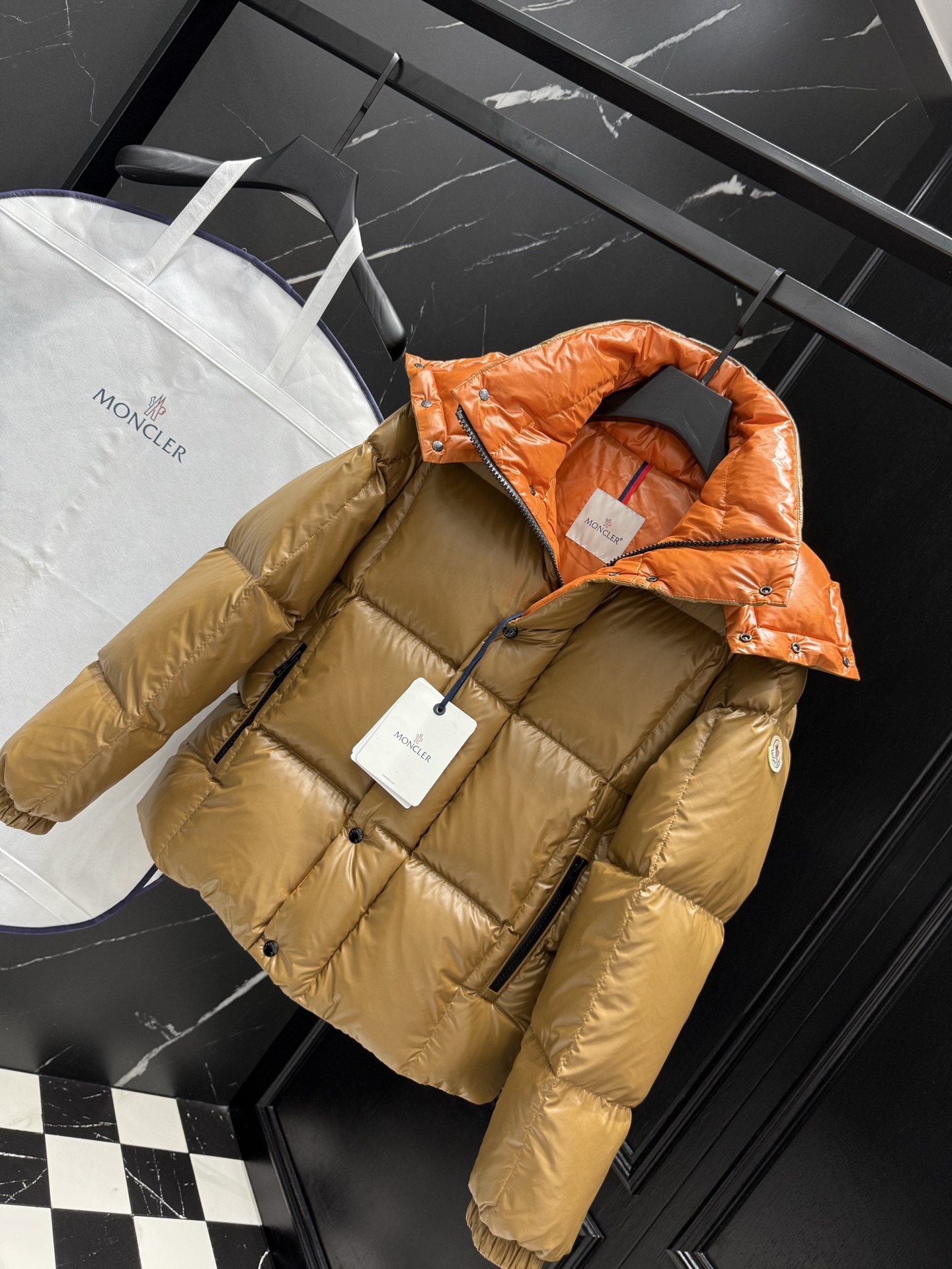 Moncler Male Down Jacket Black Hooded M-l