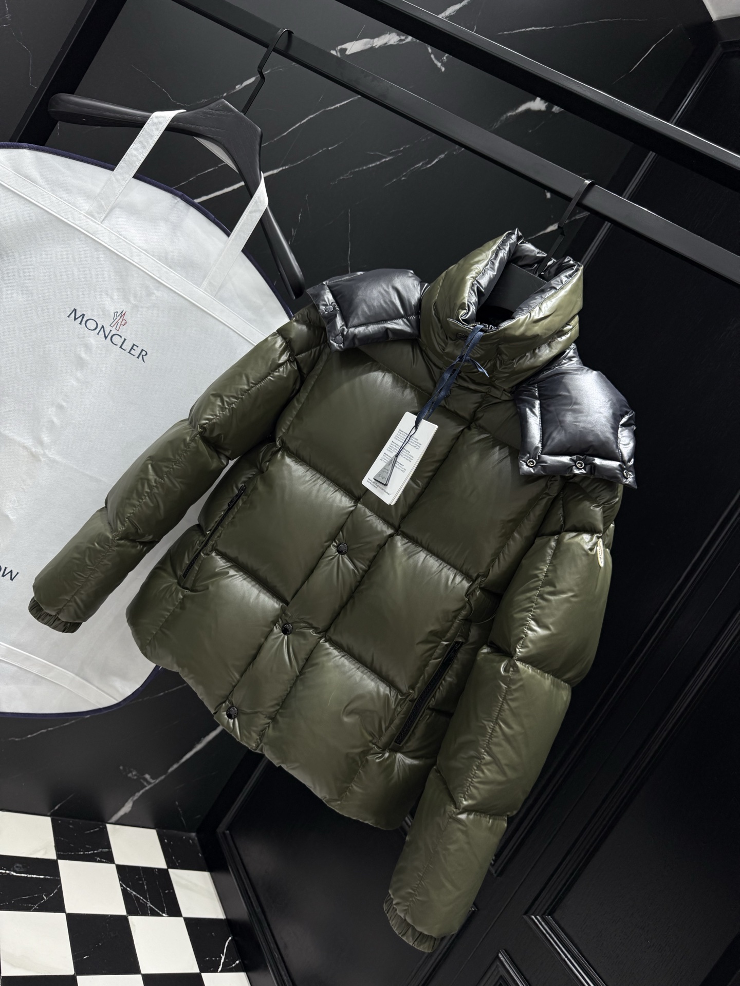 Moncler Male Down Jacket Black Hooded M-l