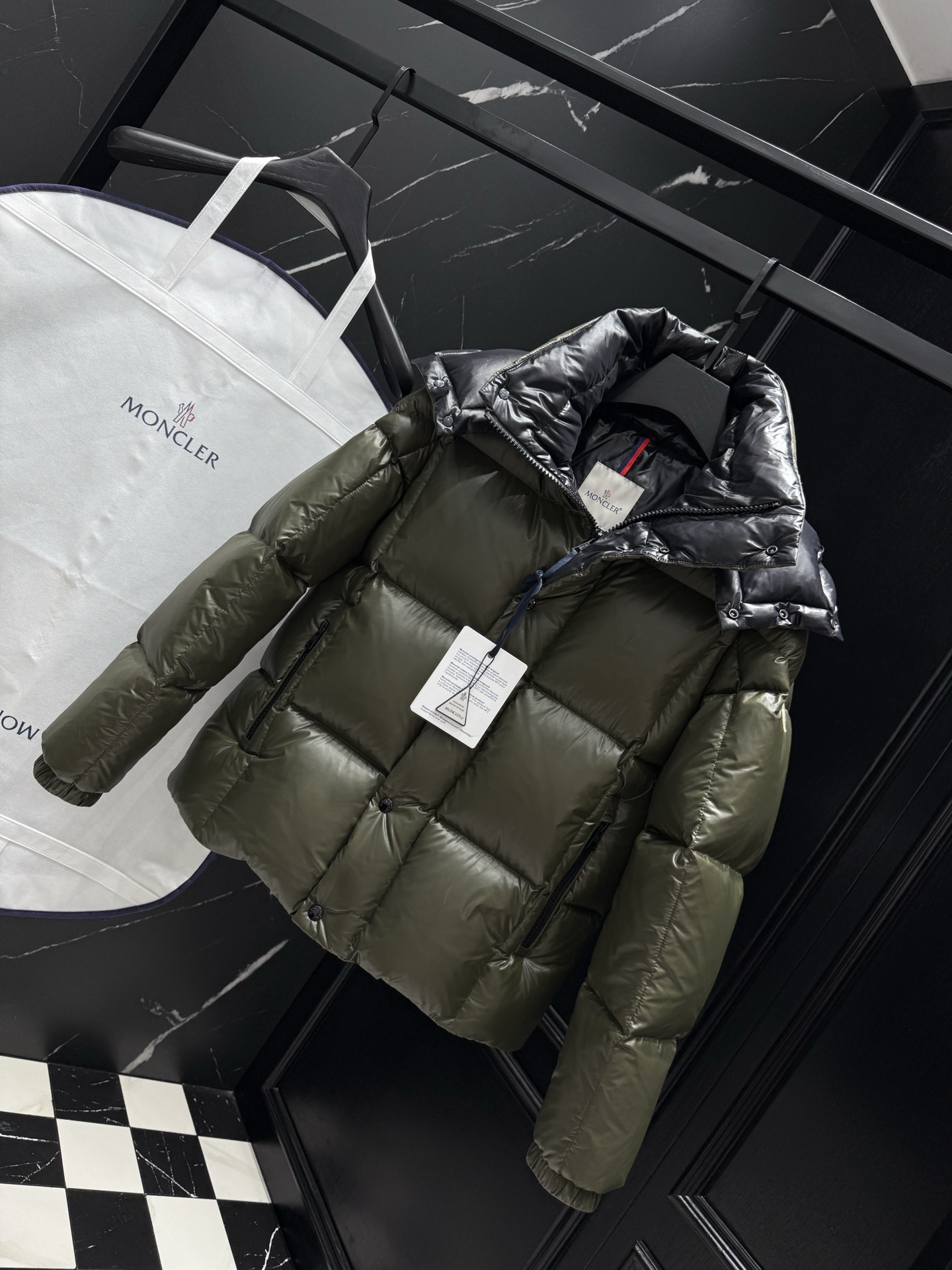 Moncler Male Down Jacket Black Hooded M-l