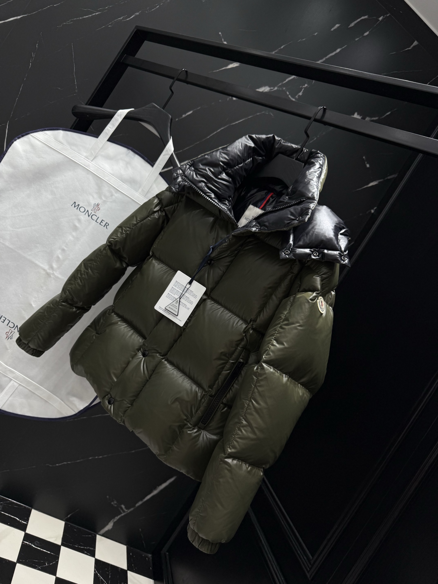 Moncler Male Down Jacket Black Hooded M-l