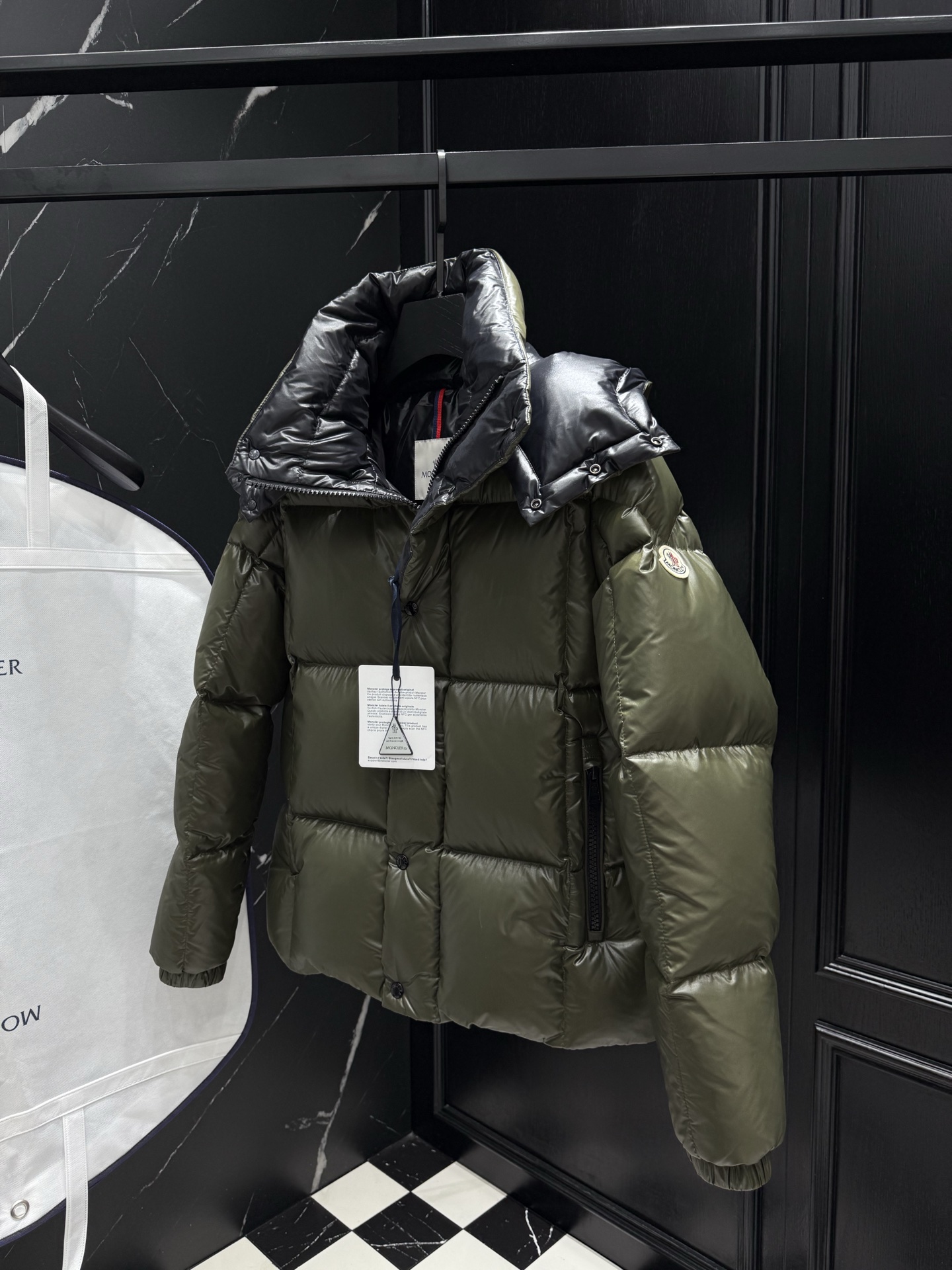 Moncler Male Down Jacket Black Hooded M-l