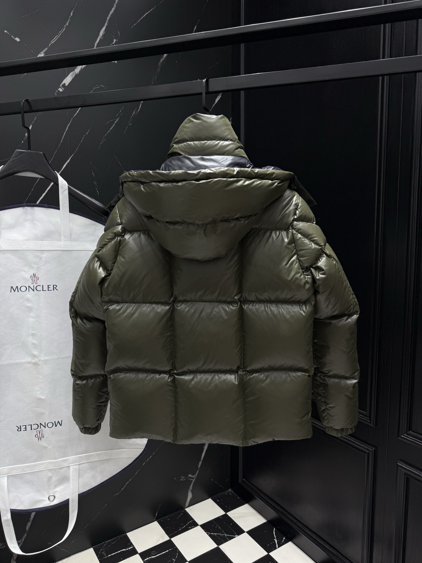 Moncler Male Down Jacket Black Hooded M-l