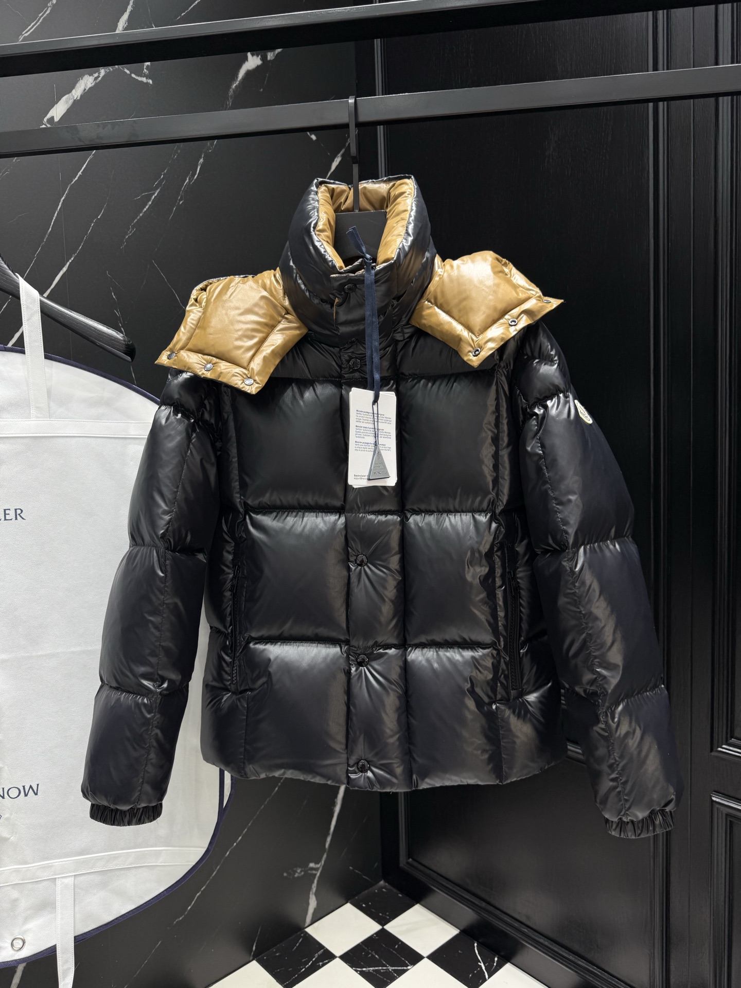 Moncler Male Down Jacket Black Hooded M-l