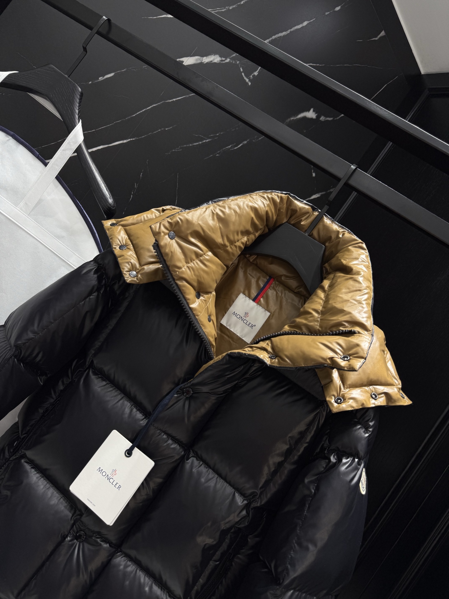 Moncler Male Down Jacket Black Hooded M-l