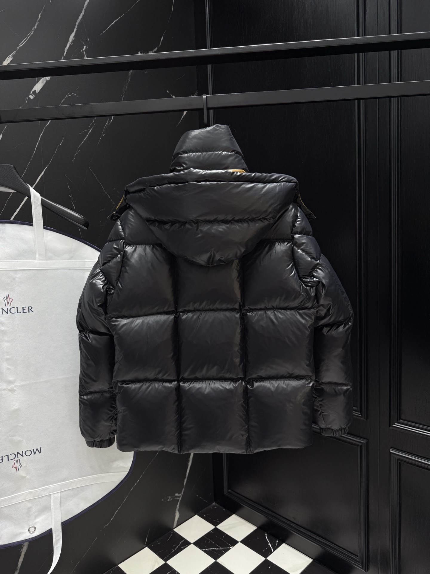 Moncler Male Down Jacket Black Hooded M-l