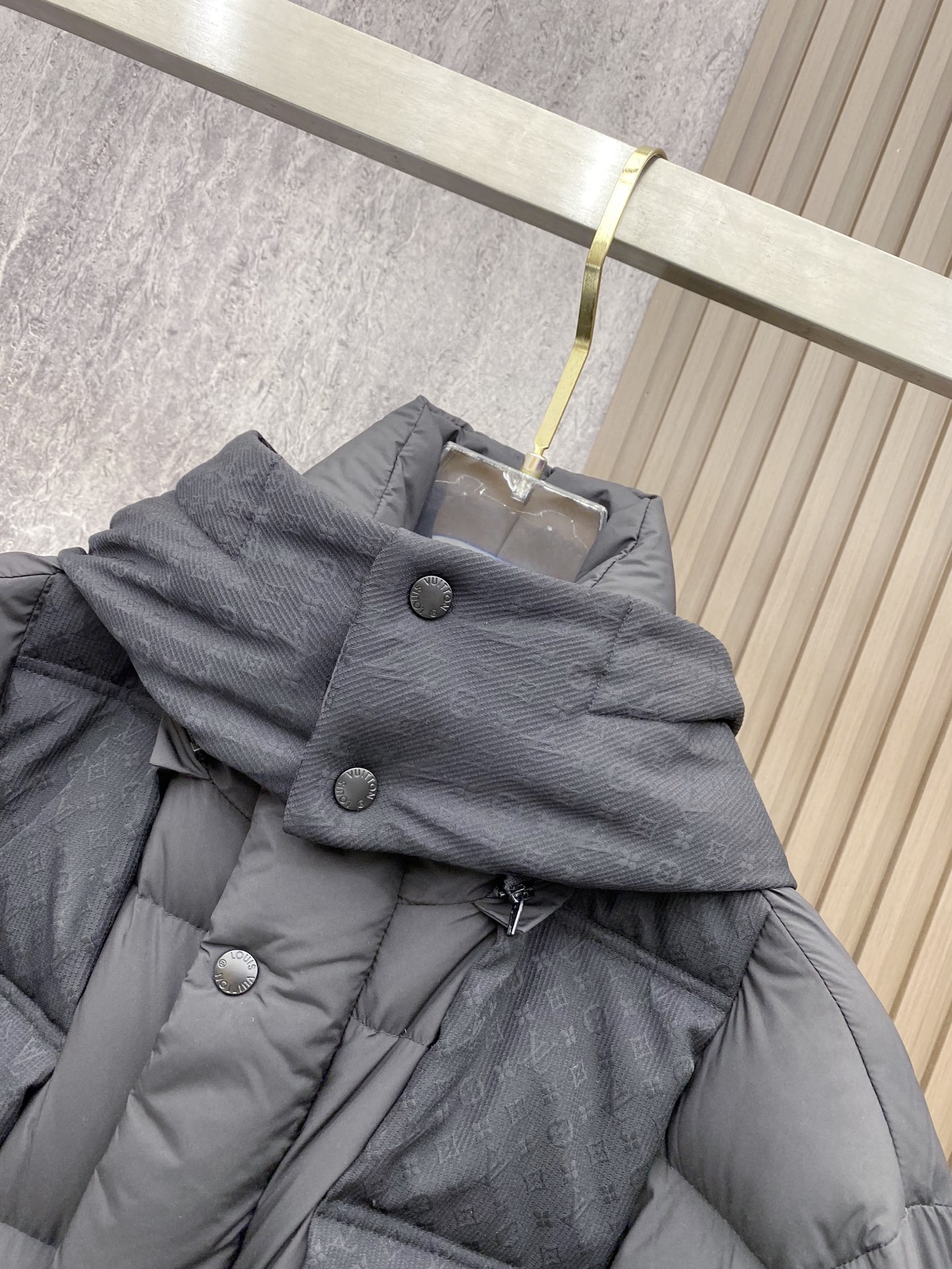 Louis Vuitton Male Down Jacket Goose Down Black Hooded S-m-l-xl