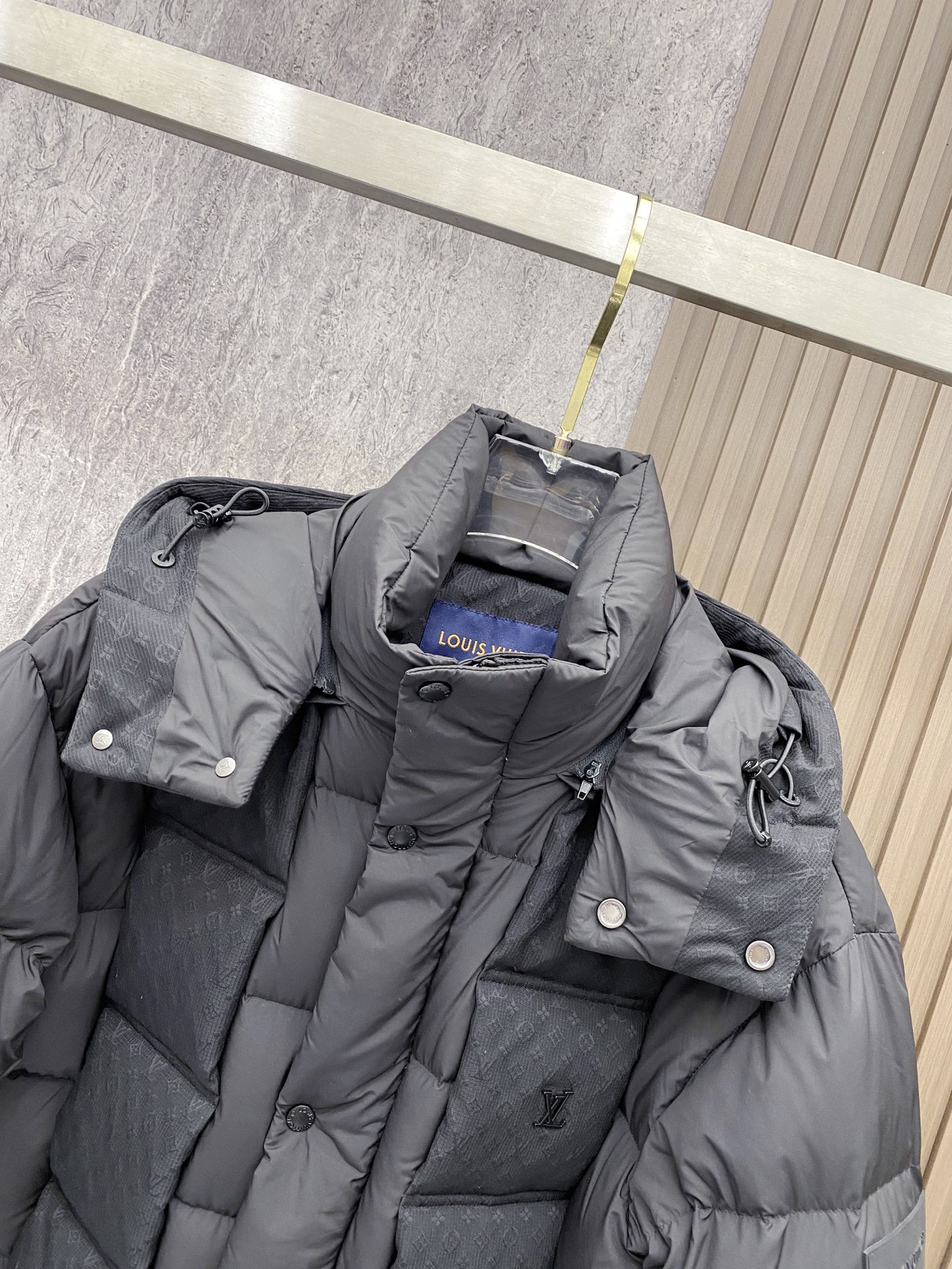 Louis Vuitton Male Down Jacket Goose Down Black Hooded S-m-l-xl