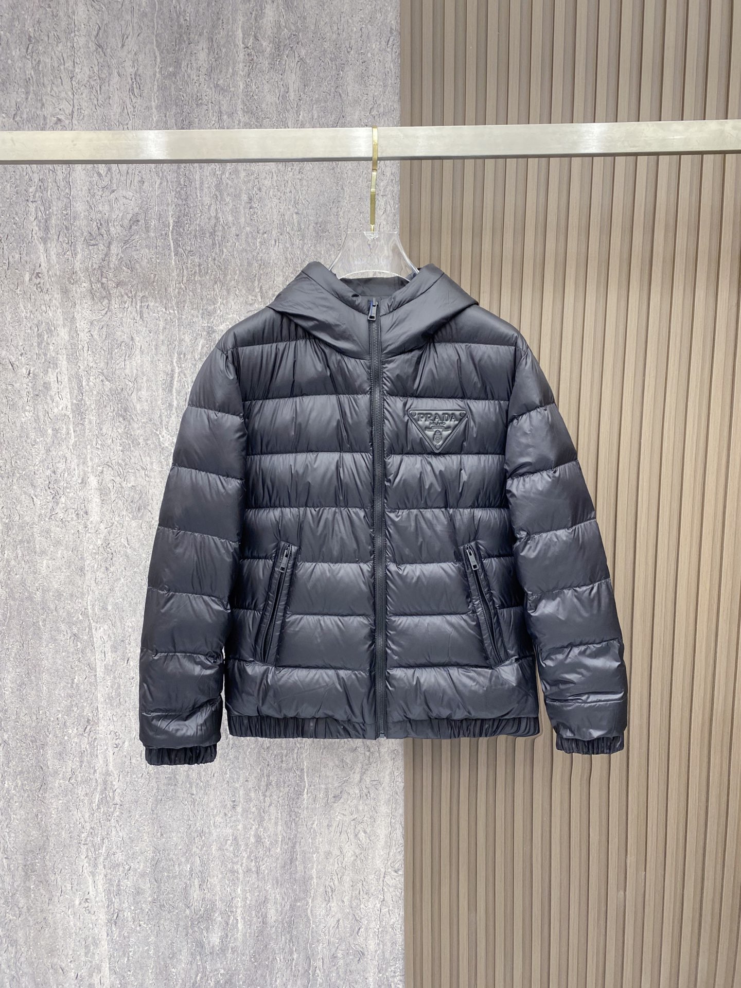 Prada Down Jacket Black Hooded M-54-48-56-50-52