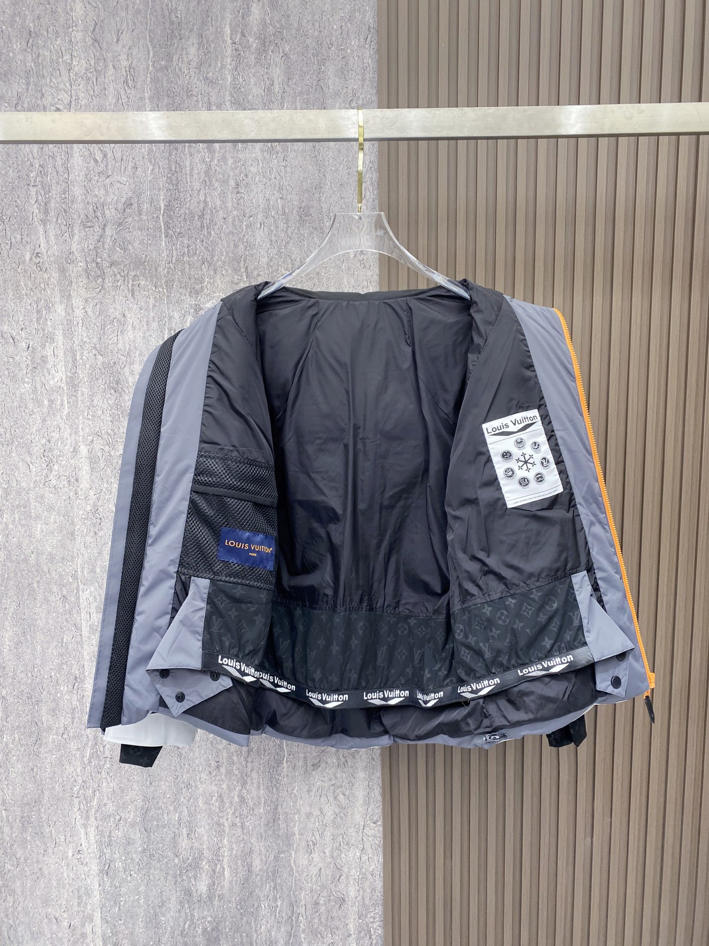 Louis Vuitton Couple Down Jacket Knitted Gray Hooded S-m-l