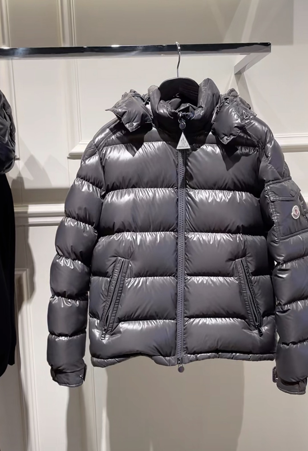 Moncler Male Down Jacket Gray Hooded M-l