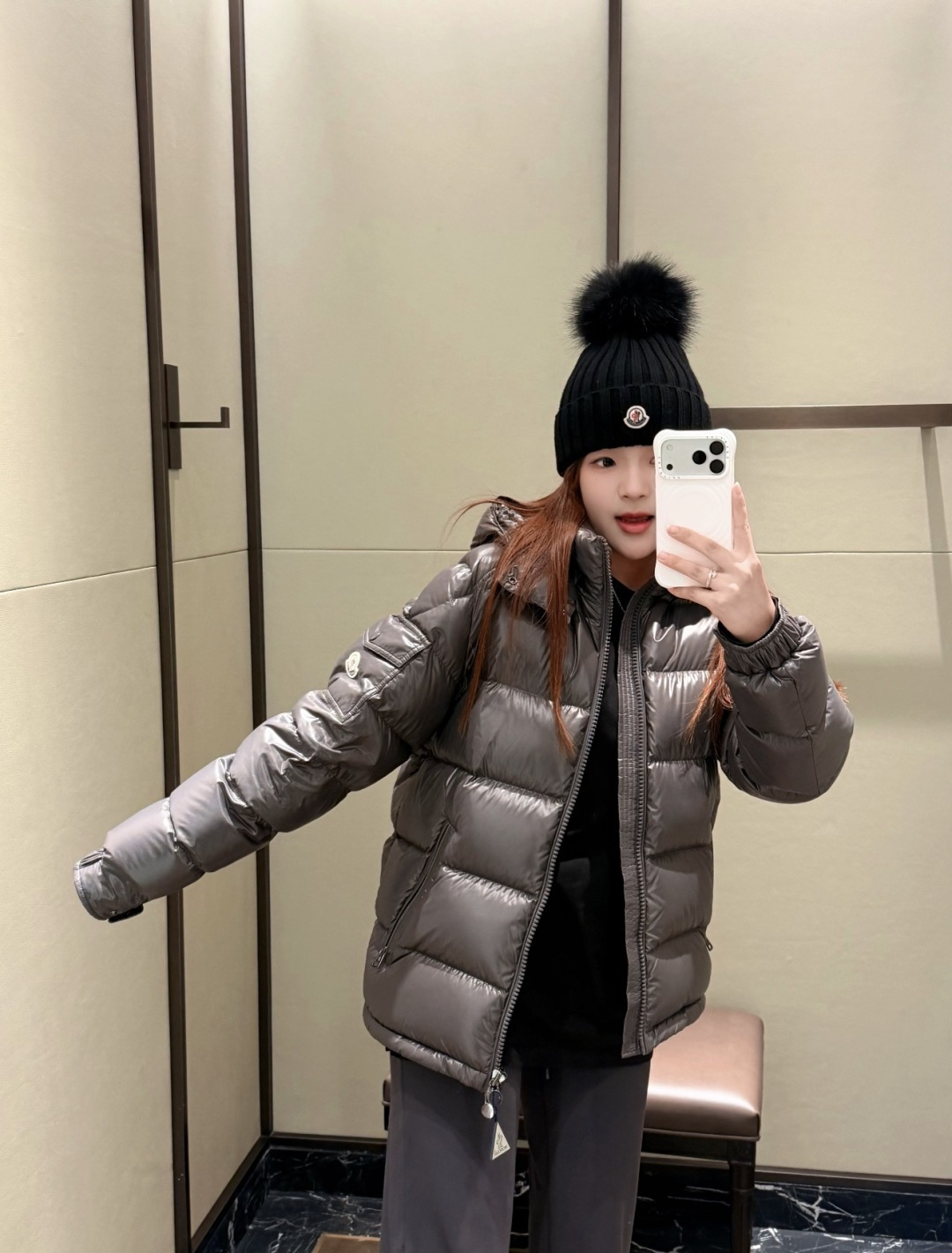 Moncler Male Down Jacket Gray Hooded M-l
