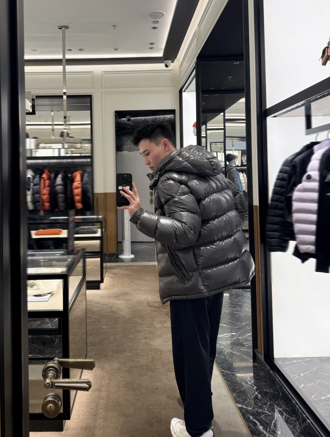 Moncler Male Down Jacket Gray Hooded M-l