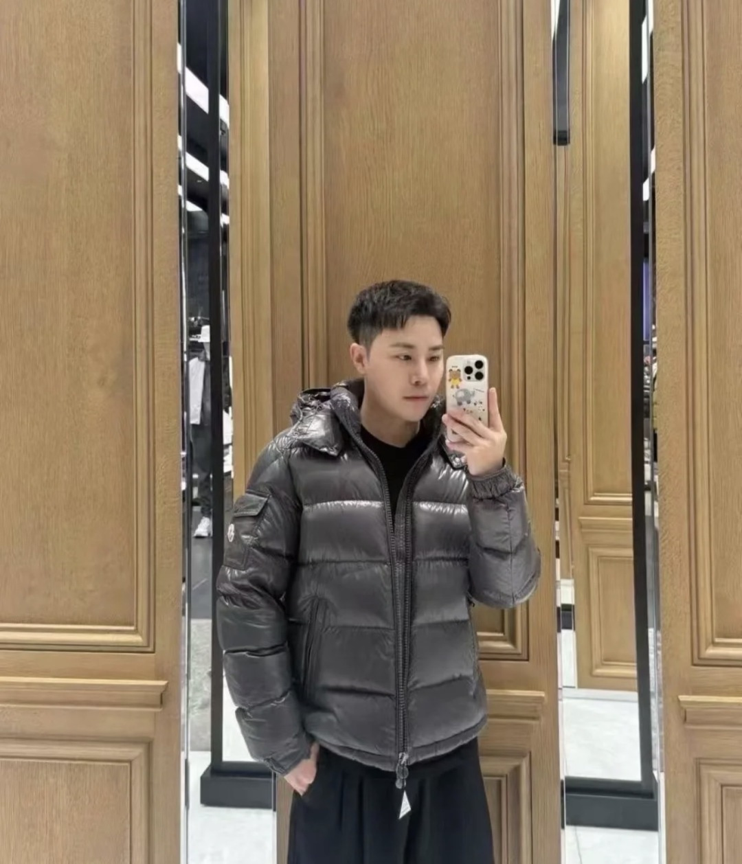Moncler Male Down Jacket Gray Hooded M-l