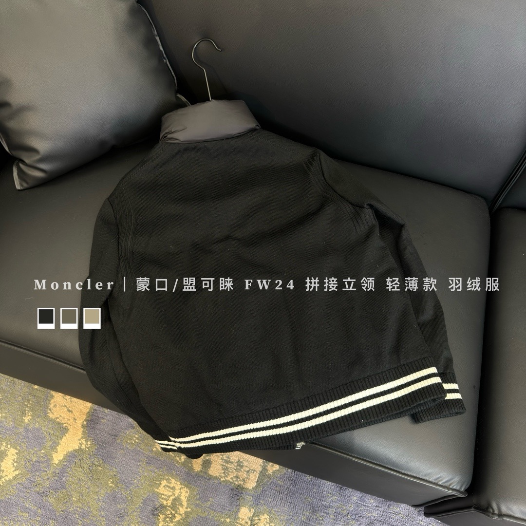 Moncler Down Jacket Knitted Black Slim Fit M-l