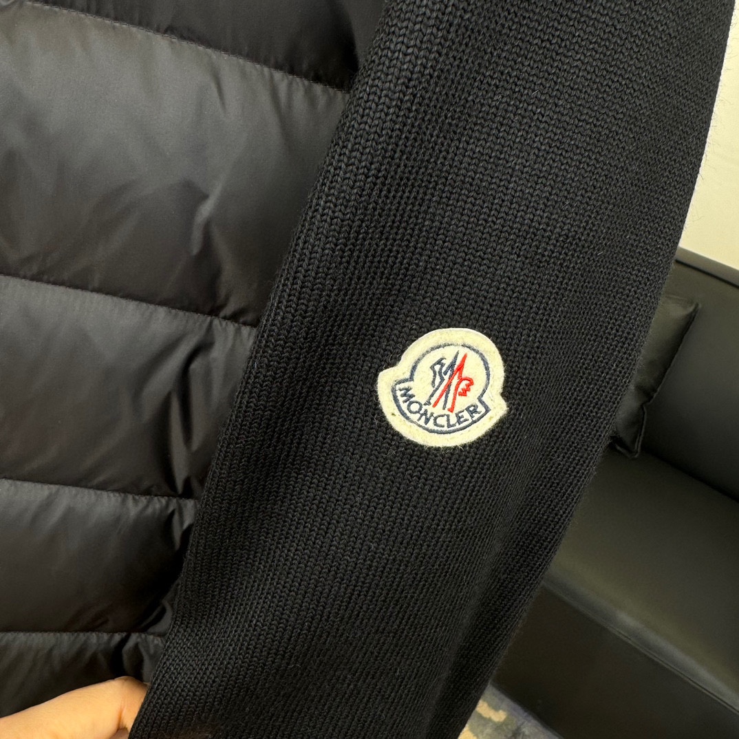 Moncler Down Jacket Knitted Black Slim Fit M-l