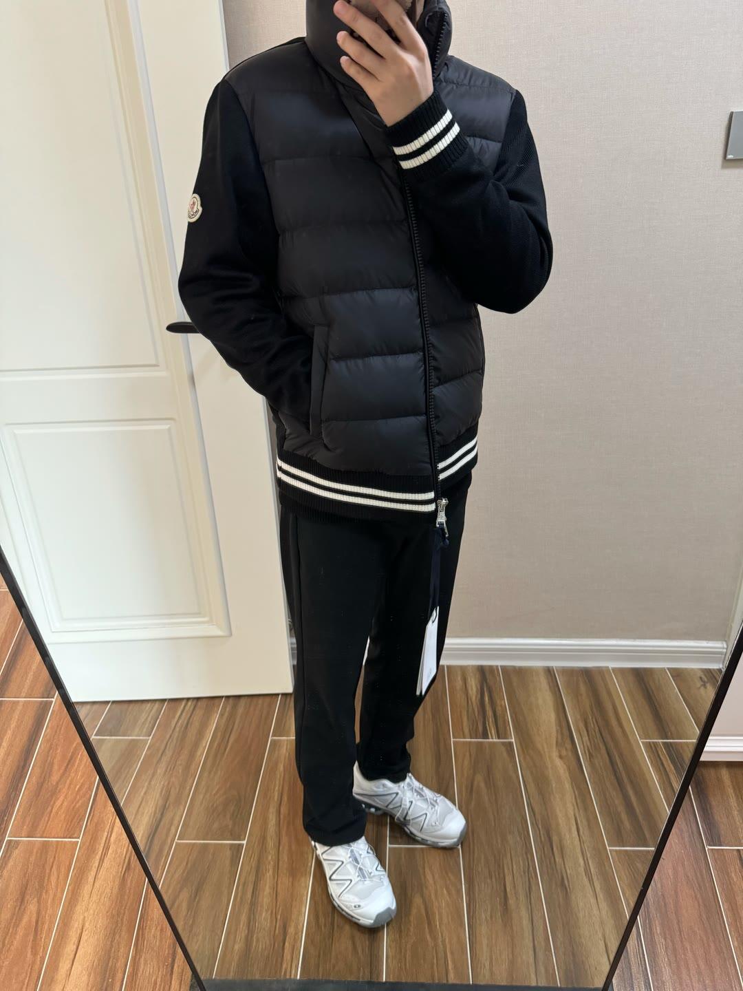 Moncler Down Jacket Knitted Black Slim Fit M-l