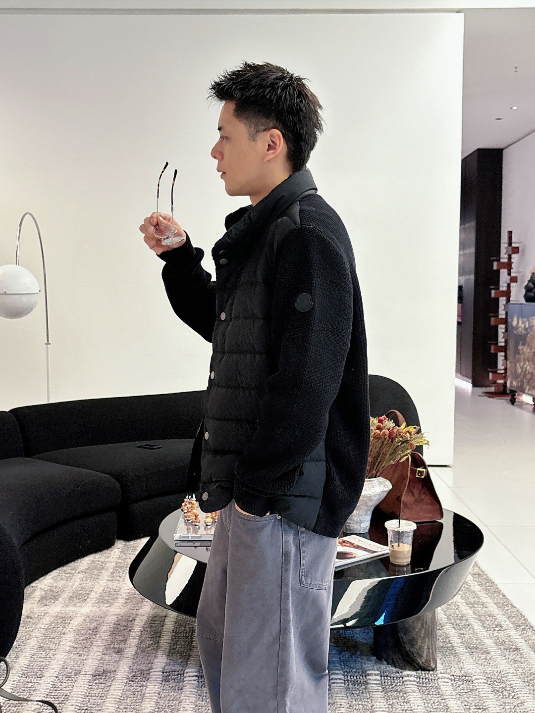 Moncler Down Jacket Knitted Black M-l