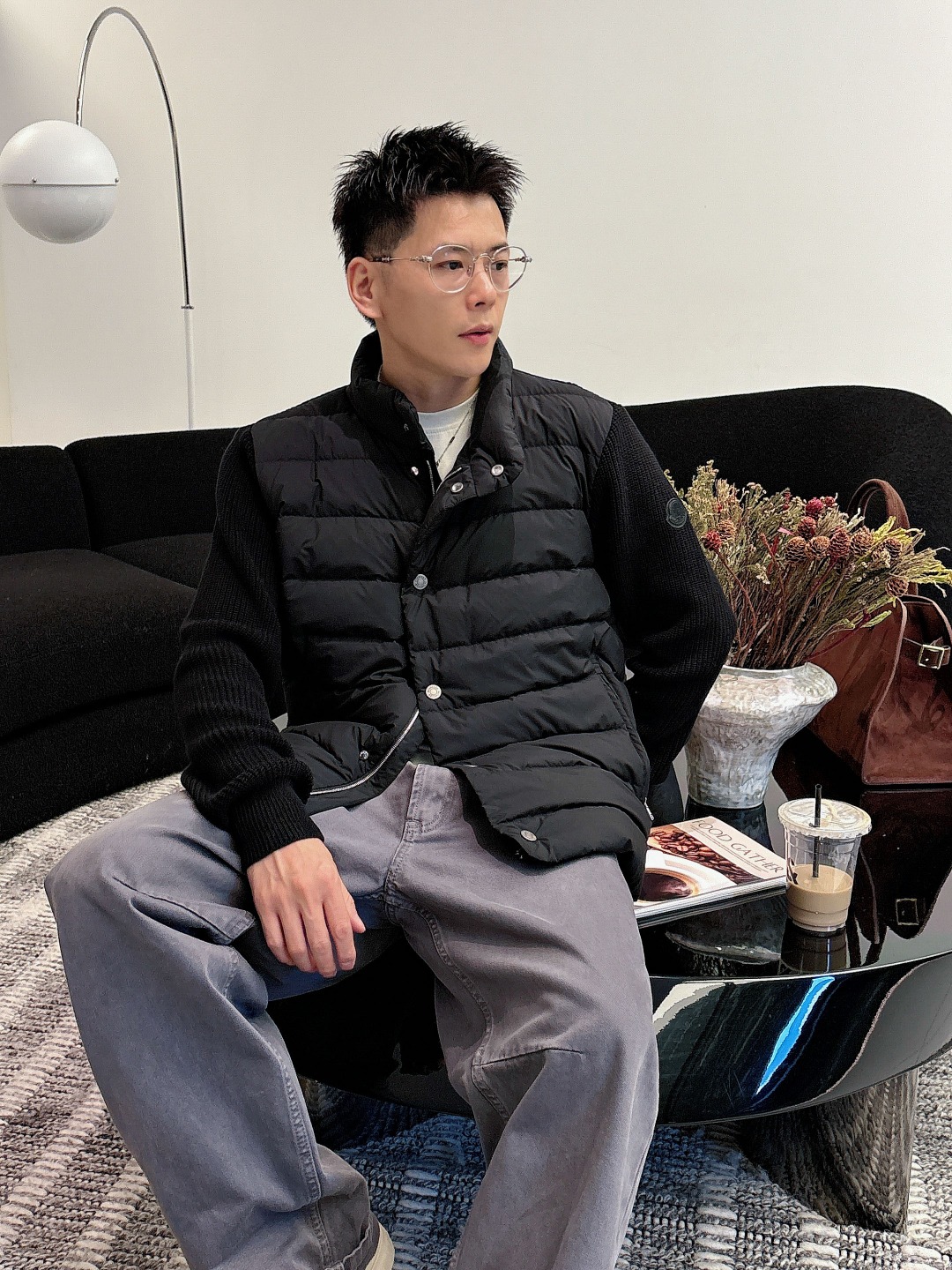 Moncler Down Jacket Knitted Black M-l